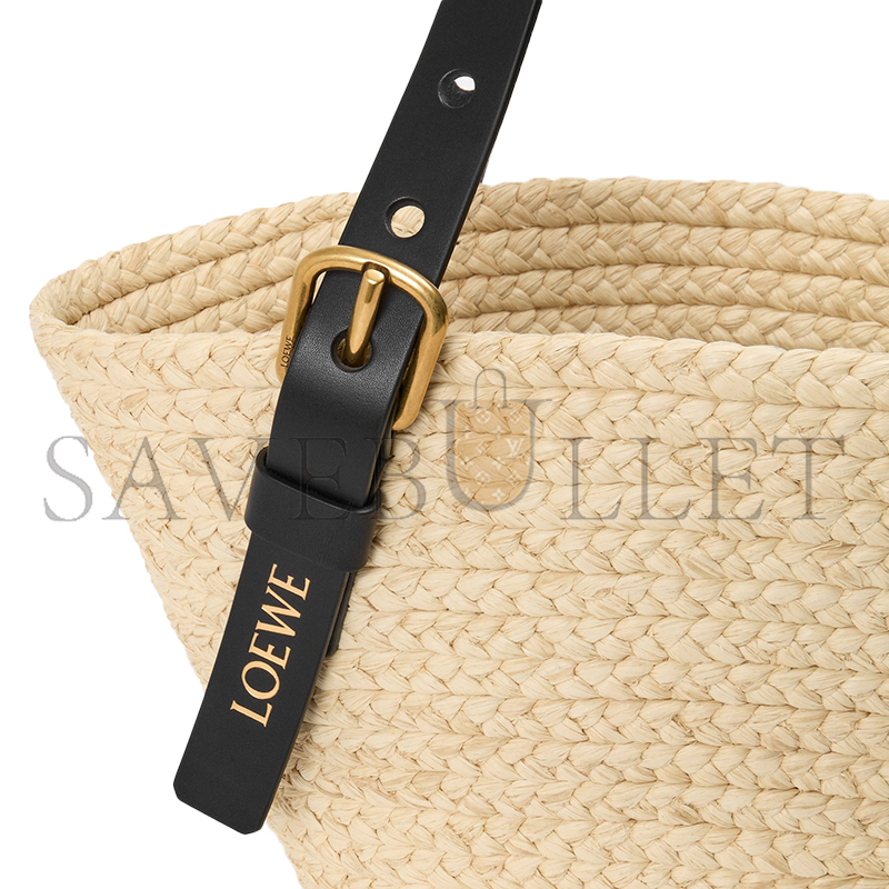 LOEWE SMALL PUNCH HOLE BASKET IN RAFFIA AND CALFSKIN A223BBPX01 (38*22*16cm)
